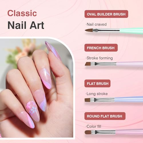 Nail Art Brushes, 6 Pcs Nail Brush Set with Liner Brush and Dotting Pens - color: 6PCS Nail Brush Set