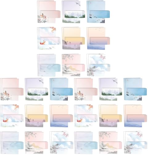 Better Office Products Japanese Watercolor Stationery Paper Set, 100 Piece Set (50 Sheets + 50 Matching Envelopes), Letter Size 8.5 x 11 inch, 9 Designs, Double Sided Printing Paper, (Pack of 3) - size: 8.5 x 11 Inch (Pack of 3)