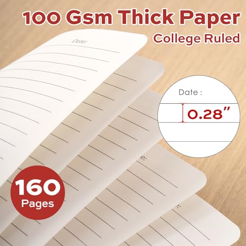 deli Red Lined Spiral Journal Notebook, 160 Pages, A5 (5.5"x8") Hardcover Writing Notebook, College Ruled Spiral Bound Journal for Women & Men - Perfect for Work, School, Office & Note Taking - color: Red