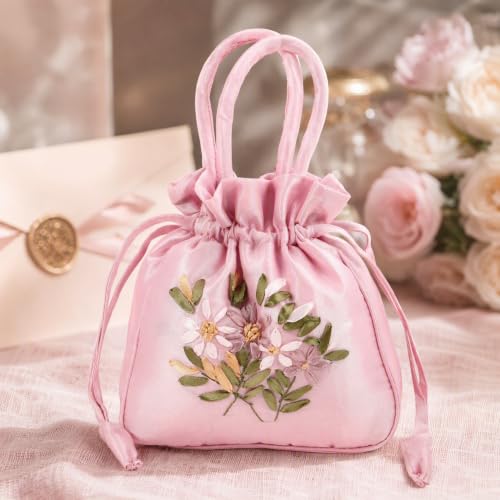 Holibanna Embroidered Floral Handbags Chinese Ethnic Drawstring Bag Purse