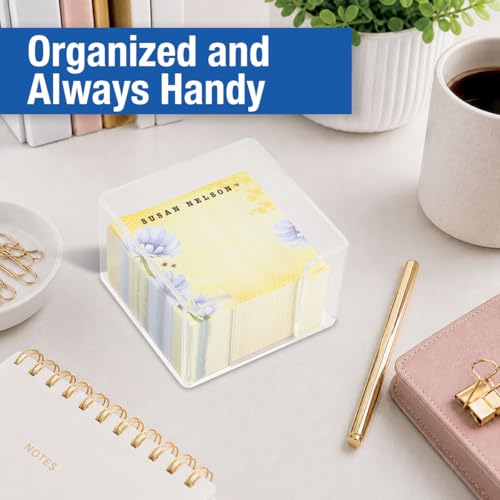 Current Personalized Bee Note Sheets in Cube - 400-Sheets, 3.38x 3.38, Acrylic Case, Memo Sheets, Shopping List, to-Do Notes, Office Organizer - color: Bee