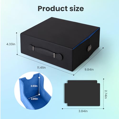 Trading Card Storage Box, 3-Row Deck Case with Handle, 2500+ Card Organizer with 8 Colorful Dividers & 3 Stoppers for MTG TCG PTCG Sports Card, Black & Blue - color: Black & Blue, size: 2500+, with Handle