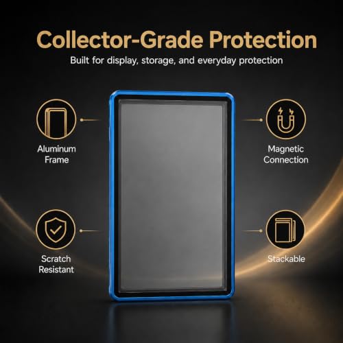 PSA Slab Case, Magnetic 9-Point Lock Display Protector, Blue - color: Blue
