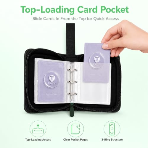 1 Pocket Card Binder with Zipper, 100 Pockets Mini Trading Card Album, Premium PU Leather Single Card Binder, Small Display Folder for TCG & Sports Cards - color: Forest Green, size: 1-Pocket