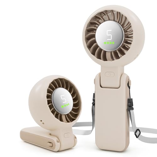 Portable Handheld Turbo Fan Foldable Personal Fans, 5 Gear Wind, 4000mAh Rechargeable Battery Operated, Up to 16 Working Hours, 3 IN 1 Small Hand Held Fan for Travel, Camping, Beach (White) - color: White