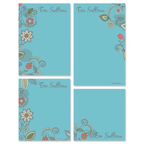 Current Paisley Blue Personalized Notepads – Set of 4, 100-Sheet Pads, Various Sizes, Memo Pad, Shopping List, To-Do Notes, Office Organizer - style: Paisley Blue