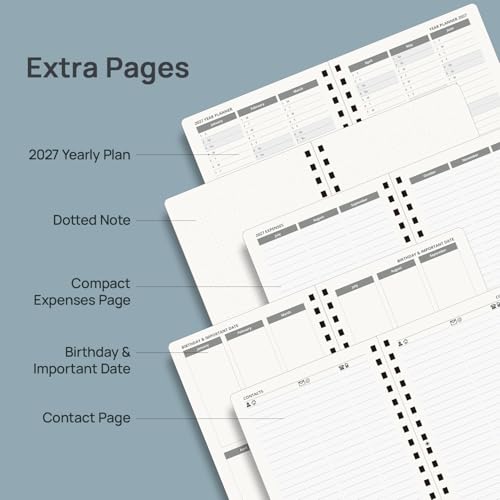 POPRUN 2027 Daily Planner One Page Per Day, 5.75" x 8.5" Calendar Book - color: Midnight Green, size: Medium - 5.75" x 8.5", style: Calendar Year 2027
