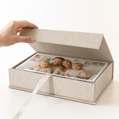 Photo Storage Box 5x7, Keepsake Box - Beige - color: Beige, size: 5"x7"