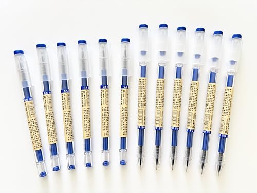 12 Pcs 0.5mm Blue Gel Ink Pen Japanese Stationery Extra Fine Chinese Ballpoint Pen for Office School Korean Stationery Supply - color: 12Count-Blue Ink-0.5mm