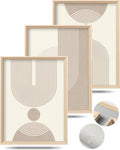 HesenDot Neutral Abstract Framed Wall Art, Modern Geometric Canvas Prints - color: Framed Neutral Geometric, size: 16"L x 12"W