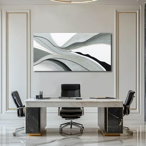 Ocevarin Canvas Wall Art Abstract Wall Decor Neutral Posters Grey Pictures Wall Decor Black Line Art Prints for Dining Room Office 24"x 48" Entryway Artwork - color: Black Line, size: 48"L x 24"W