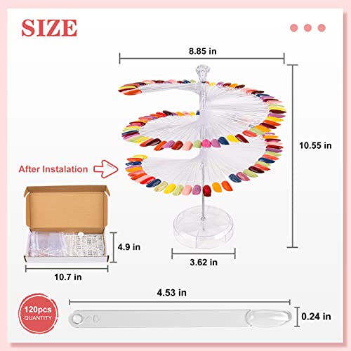 Nail Swatches Sticks, 120Pcs Spiral Nail Stand for Gel Polish Color Display - color: Clear 120Pcs