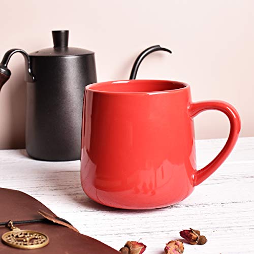 Bosmarlin Glossy Ceramic Coffee Mug, Tea Cup for Office and Home, 18 oz, Suitable for Dishwasher and Microwave(Red, 1) - color: Red