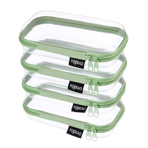 YQBRAO Clear Hard Shell Zipper Cases, 4 Small Cable Organizers, Green - color: Green, size: 4 Pack(S)