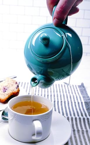 RSVP International Stoneware Teapot Collection, Microwave and Dishwasher Safe, 16 oz, Turquoise - color: Turquoise, size: 16 oz