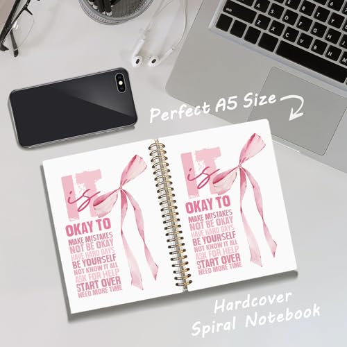 SkyCozy Coquette Pink Bow Inspirational Notebook Journal for Women - color: 01-Pink Inspirational