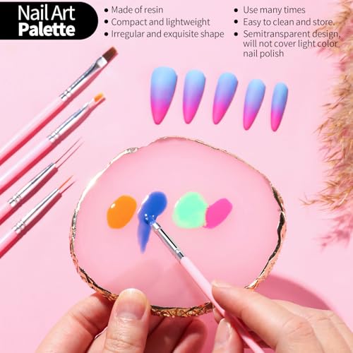 FANDAMEI Nail Design Tools, Nail Art Tools, Nail Brush, Nail Art Kit With Nail Stand, Nail Holder For Painting Nails, Nail Art Brushes, Nail Dotting Tool, Nail Art Palette, Nail Tools For Nail Art - color: Pink