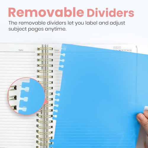 Taja Cute Large Spiral Lined Notebook for Work with 5 Removable Dividers - color: K-Painted Bloom