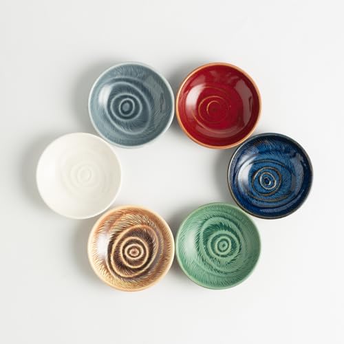 Ceramic Soy Sauce Dishes, 3.4 oz Dipping Bowls Set of 4 - color: Green