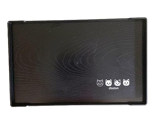 JapanBargain, Serving Trays Japanese Plastic Lacqured Tea Trays Sake Tray Sushi Plates Snack Plates, Made in Japan, Set of 2 - color: Black+kitty X2