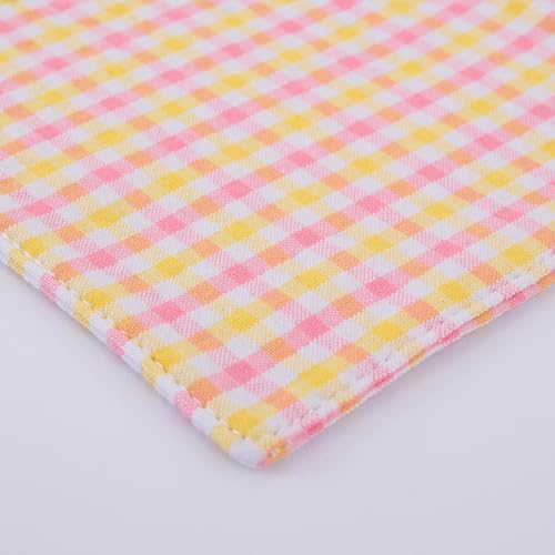 RUTH&BOAZ Plaid, Embroidery 100% Cotton Fabric Coasters for Drinks and Home Dinners/Set of 6/4" Square (Seersucker Yellow) - color: Seersucker Yellow