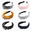 LOVNFC Womens Headbands 6 Pcs Knotted Head Bands No Slip Fashion for women Girls Wide Top Knot Turban Hair Bands Velvet Hair Hoops Hairband (gray blue pink) - color: Pure color with pearl B