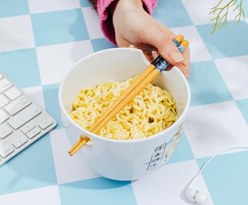 Silver Buffalo Avatar: The Last Airbender Aang and Appa Ceramic Ramen Dinnerware Set | Includes 20-Ounce Noodle Bowl and Wooden Chopsticks