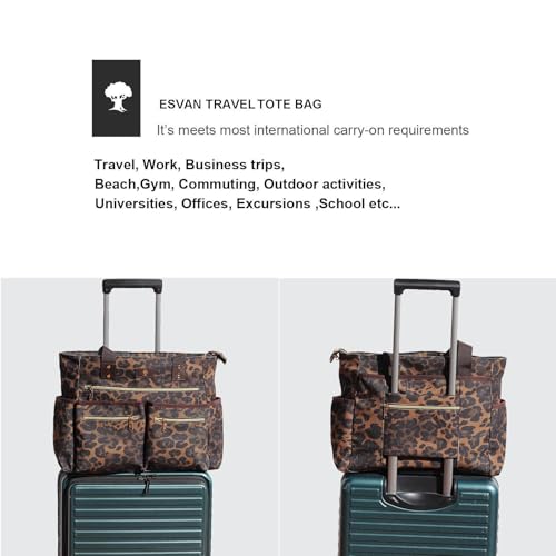 Weekender Bag Carry On Bag Overnight Tote Travel Duffle with 13 Pockets for Travel,Work，Gym,Beach,Teacher,Nurse - color: Corduroy leopard print