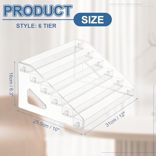 PATIKIL 6 Tier Acrylic Card Display Stand, Portable Postcard Rack Holder Organizer Versatile Display for Trading Cards Baseball PSA Stickers Stamp, Clear - color: Clear, style: 6 Tier