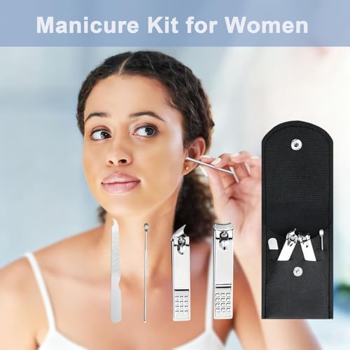 16 Sets Travel Manicure Set Professional Nail Clipper Kit Bulk,4 in 1 Adult Stainless Steel Travel Manicure Kit with Case Individually Wrapped Nail Clippers Bulk for Homeless,Hotel,Charity（Black） - color: Black