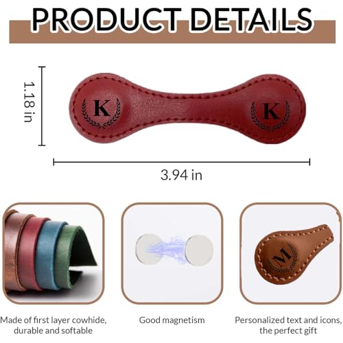 Personalized Magnetic Leather Bookmark, 26 Letters Book Mark Customized Initial Book Hoder Markers Cute Accessories Meaningful Gift for Wonmen Teachers, Book Lovers (U, Dark Brown) - color: Dark Brown, size: U