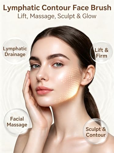 2PCS Lymphatic Contour Face Brush, Lymphatic Drainage Massager – Soft Bristle Dry Brush for Face Sculpting, Lymphatic Drainage Tool to Reduce Puffiness & Define Jawline, Hypoallergenic Ergonomic Fit
