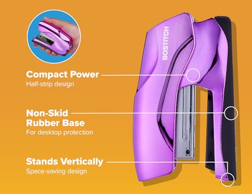 Bostitch Heavy Duty Stapler Value Pack, 40 Sheet Capacity, Metallic Purple - color: Metallic Purple