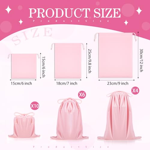 20 Pcs Satin Game Storage Bags for Women Men, S,M,L, Light Pink - color: Light Pink, size: S,M,L