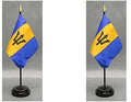 2 Barbados Mini Desk Flags with Stands for Office or Tabletop Display - color: Barbados