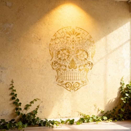 TIAMECH A4 Reusable Mandala Sugar Dead Skull Stencil for Painting - style: Mandala Skull
