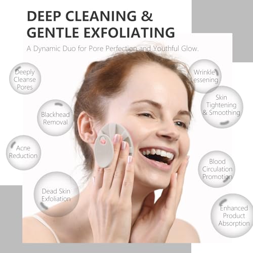Silicone Face Scrubber 2 Pack, BEAUTAIL Manual Facial Cleansing Brush - color: Black+starlight