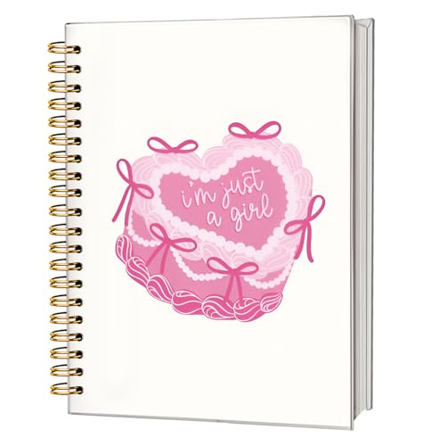 Pink Coquette Journal Notebook, Preppy Pink Aesthetic Notebook Journal for Women, Pink Office Supplies, I'm Just a Girl Cute Notebook, 5.5x8.3 Inch - color: 04-I'm Just a Girl(White)