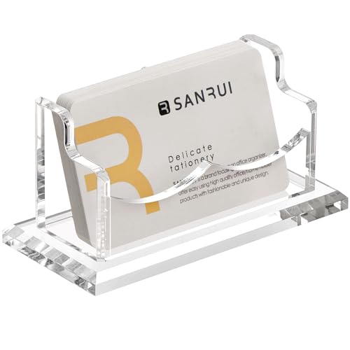 SANRUI Acrylic Business Card Holder, Clear Desk Card Display Stand 1 Slot