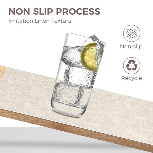 NCUE Vinyl Placemats Set of 6, 17"x12" Wipeable Place Mats with Coasters - color: Beige, size: Set of 6