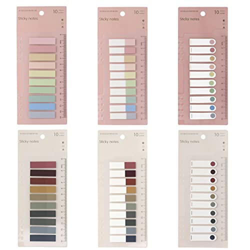 1200 Pcs Morandi Sticky Tabs, Book Tabs for Annotating Books, 60 Colors Aesthetic Index Tabs, Writable Page Markers Flags with Ruler for Notebooks - style: 6 Pack 1200pcs