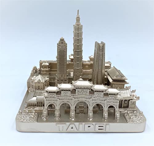 ZIZO Modern The World Landmarks Model Buildings City Skyline Statue for Home Decor for Boy Friends Gold 4" (Taipei) - color: Taipei