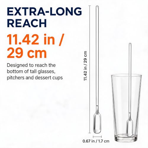 Long Handle Iced Tea Spoons Set of 4, 11.4-Inch Square-Head Stirring Spoons