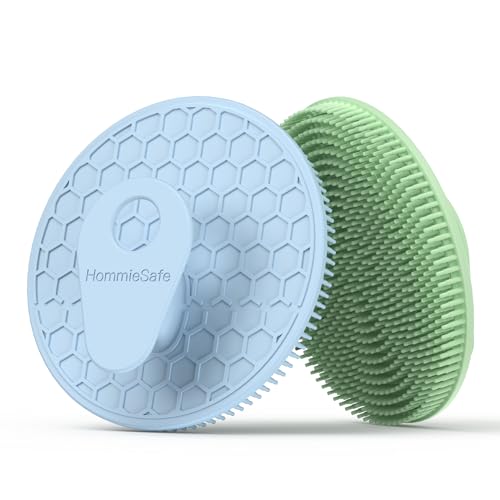 2 Pack Soft Silicone Body Scrubber, Exfoliating Skin Massage Shower Brush - color: Blue+mint