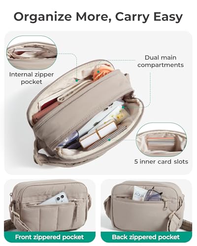 BAGSMART Cross Body Purse, Mini Crossbody Bags for Women Travel Purse - color: Light Gray, size: Small