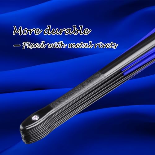 4 Pack Large Folding Hand Fan, Blue Chinese Kung Fu Tai Chi Fan Nylon-Cloth rave Fan For Men And Women Performance, Dance, Decorations, Festival, Gift (4p Folding fan blue) - color: 4p Folding fan blue