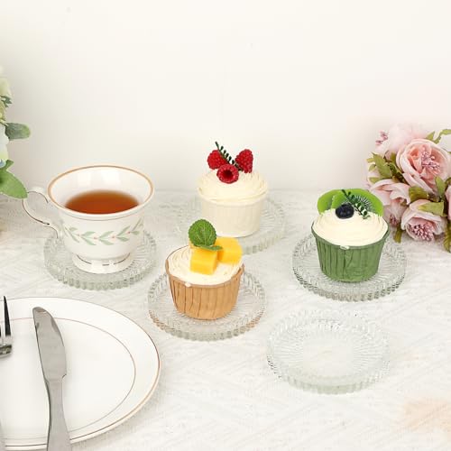 JUXYES Set of 5 Heat-Resistant Clear Glass Coaster for Hot and Cold Drinks - color: Clear, size: 5 Pack