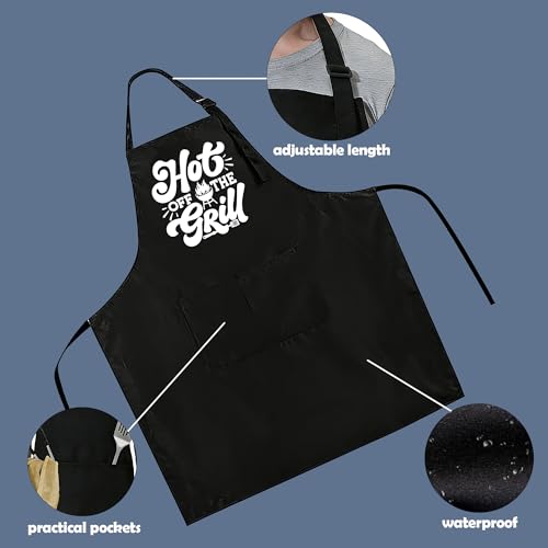 Funny Apron for Men Women,Humorous Kitchen Apron- Grilling Cooking BBQ Accessories, Gift for Dad Husband - color: Hot Off the Grill