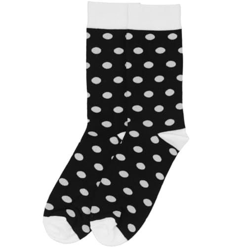 tiemart Men's Socks, Fits Men's Shoe Sizes 8-12 - color: Black and White Polka Dot
