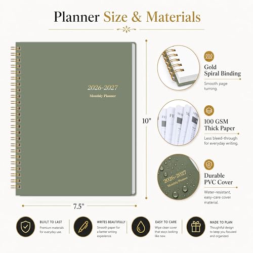 Monthly Planner 2026-20272 Year Calendar Planner, 7.5" x 10"